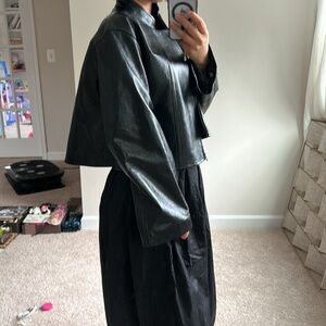 Time black lamb leather jacket. S